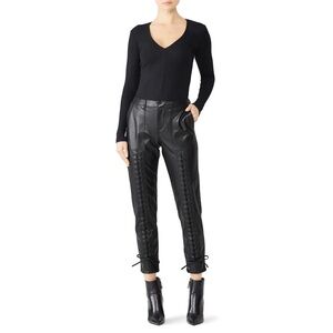 The Kooples Lace Up Detail Faux Leather Pants Size 36 US 26